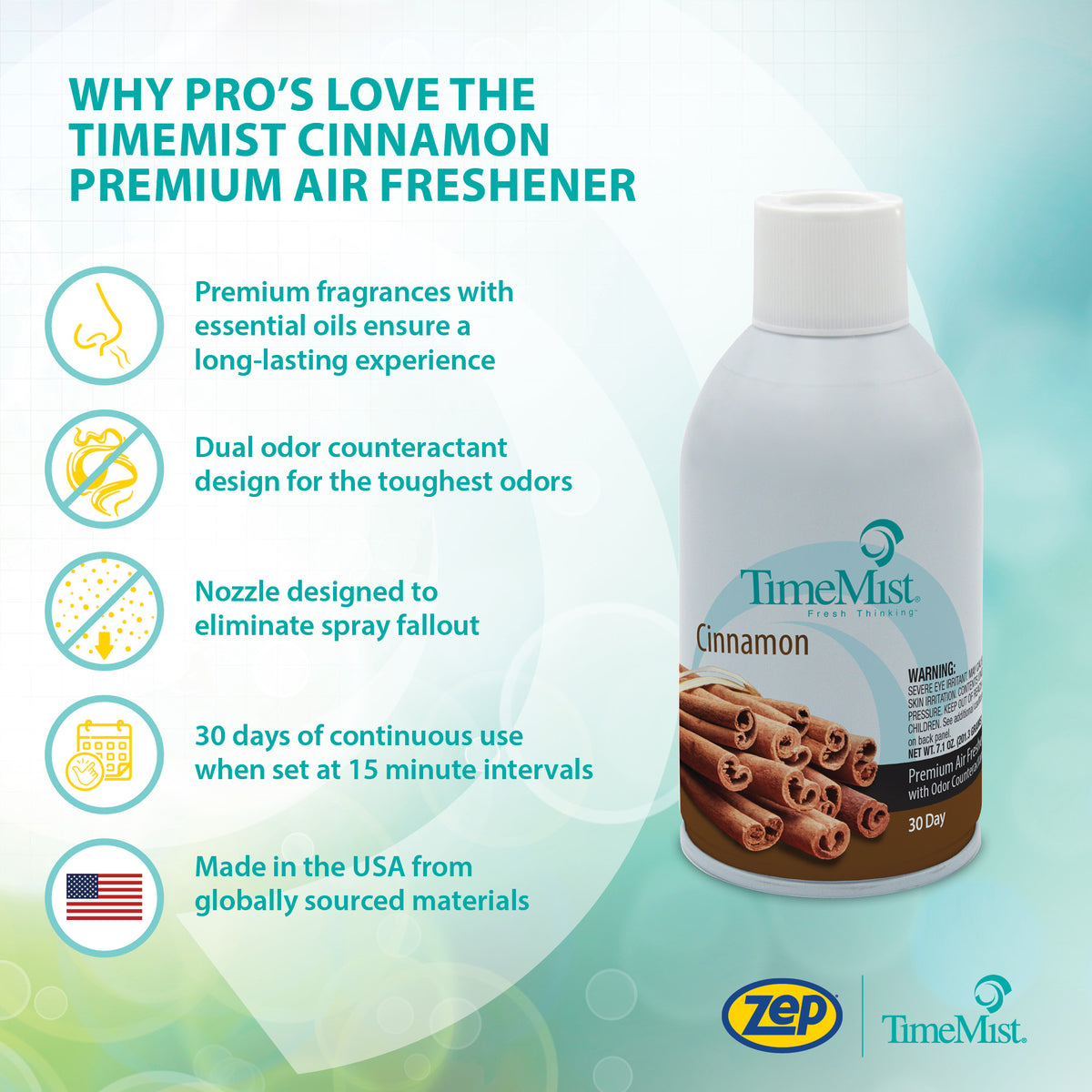 TimeMist Premium Metered Air Freshener Refills, Cinnamon (Case of 12) with Meter Mist 3000 Ultra Dispenser (2 Pack) Bundle