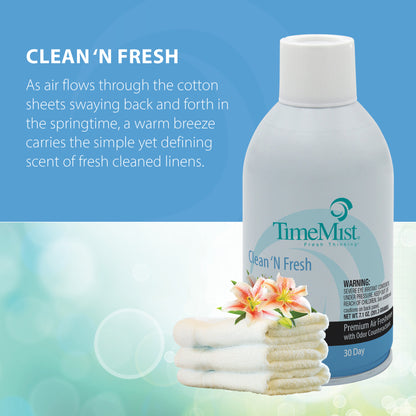 TimeMist Premium Metered Air Freshener Refills, Clean & Fresh (Case of 12) with Meter Mist 3000 Ultra Dispenser (2 Pack) Bundle