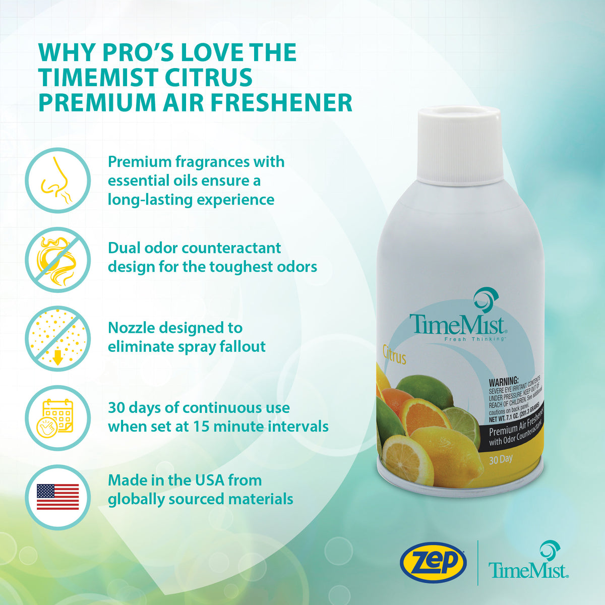 TimeMist Premium Metered Air Freshener Refills, Citrus (Case of 12) with Meter Mist 3000 Ultra Dispenser (2 Pack) Bundle
