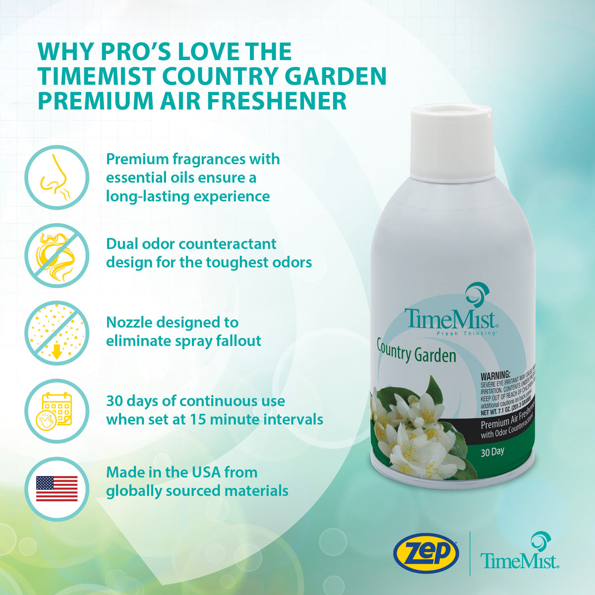Premium TimeMist Metered 30 Day Air Freshener - Country Garden - 7 Oz.