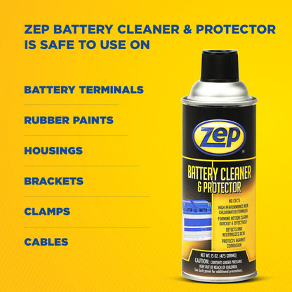 Zep Battery Cleaner & Protector – Detects & Neutralizes Acid – 15 oz