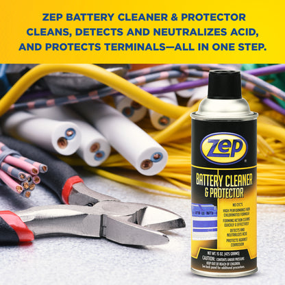 Zep Battery Cleaner & Protector – Detects & Neutralizes Acid – 15 oz