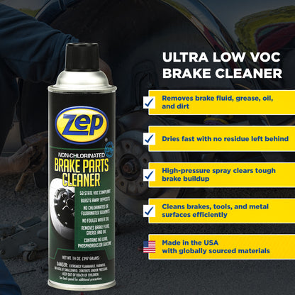 Zep Non-Chlorinated Brake Cleaner – Ultra-Low 10% VOC – 14 oz