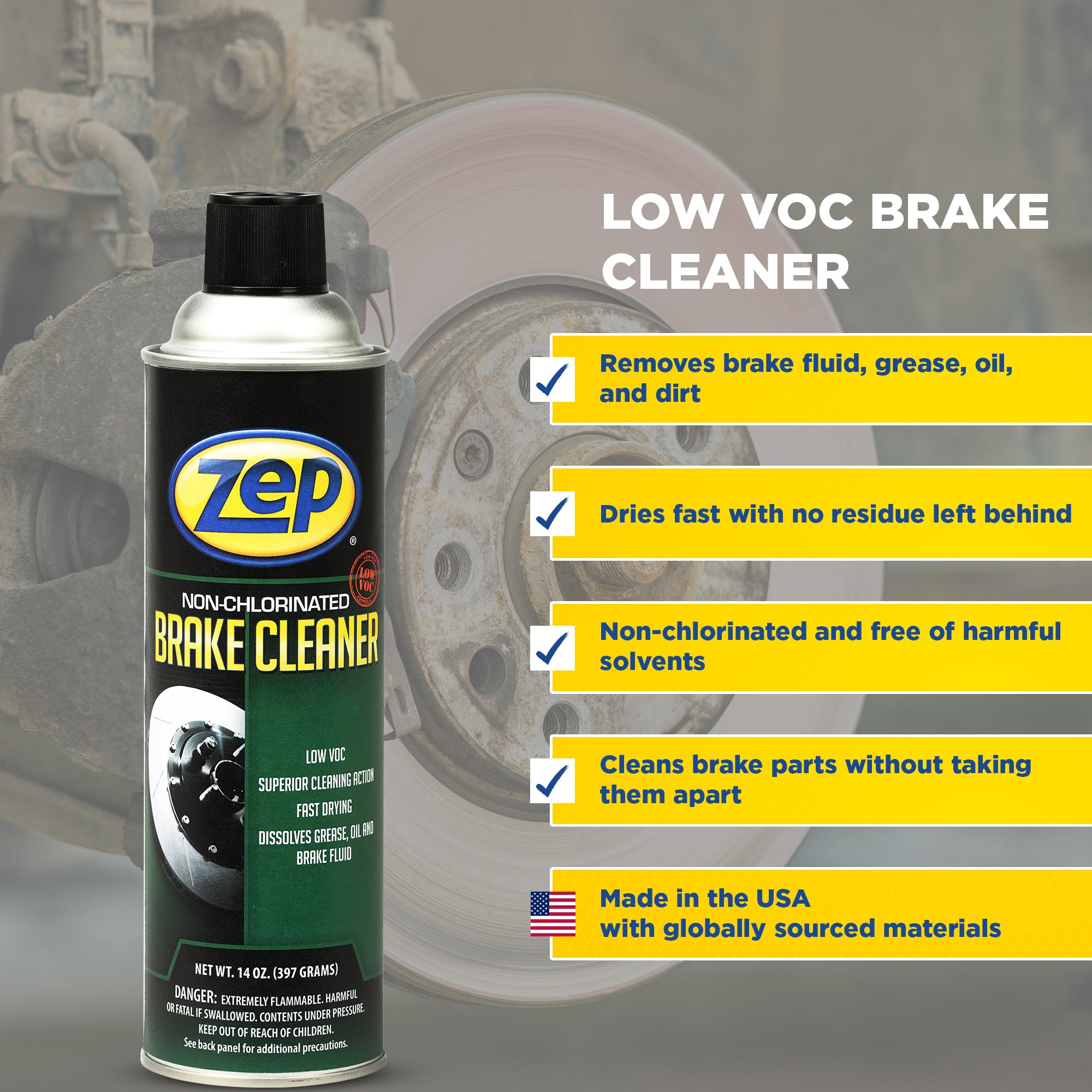 Zep Non-Chlorinated Brake Cleaner – 45% VOC – 14 oz – Zep Inc.