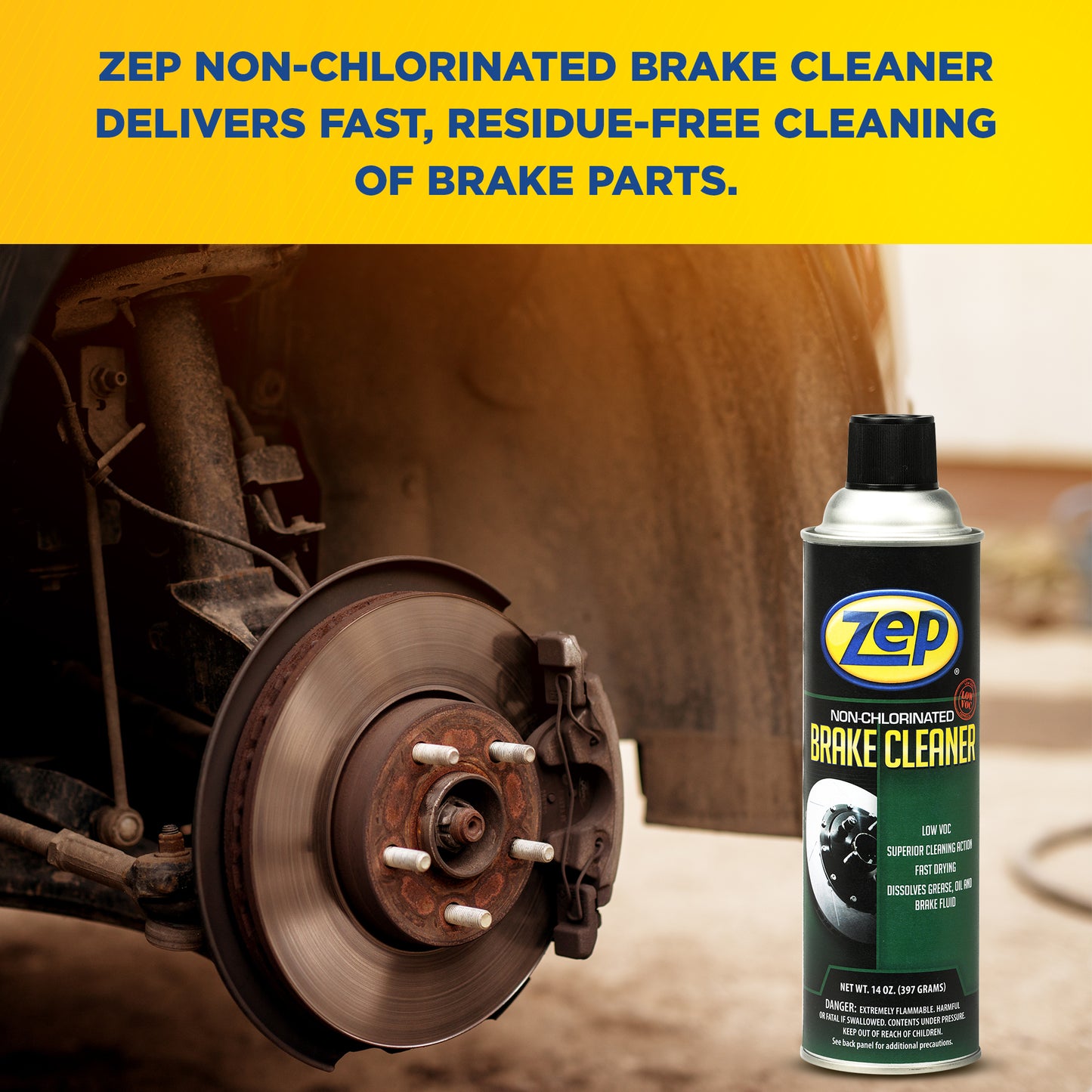 Zep Non-Chlorinated Brake Cleaner – 45% VOC – 14 oz