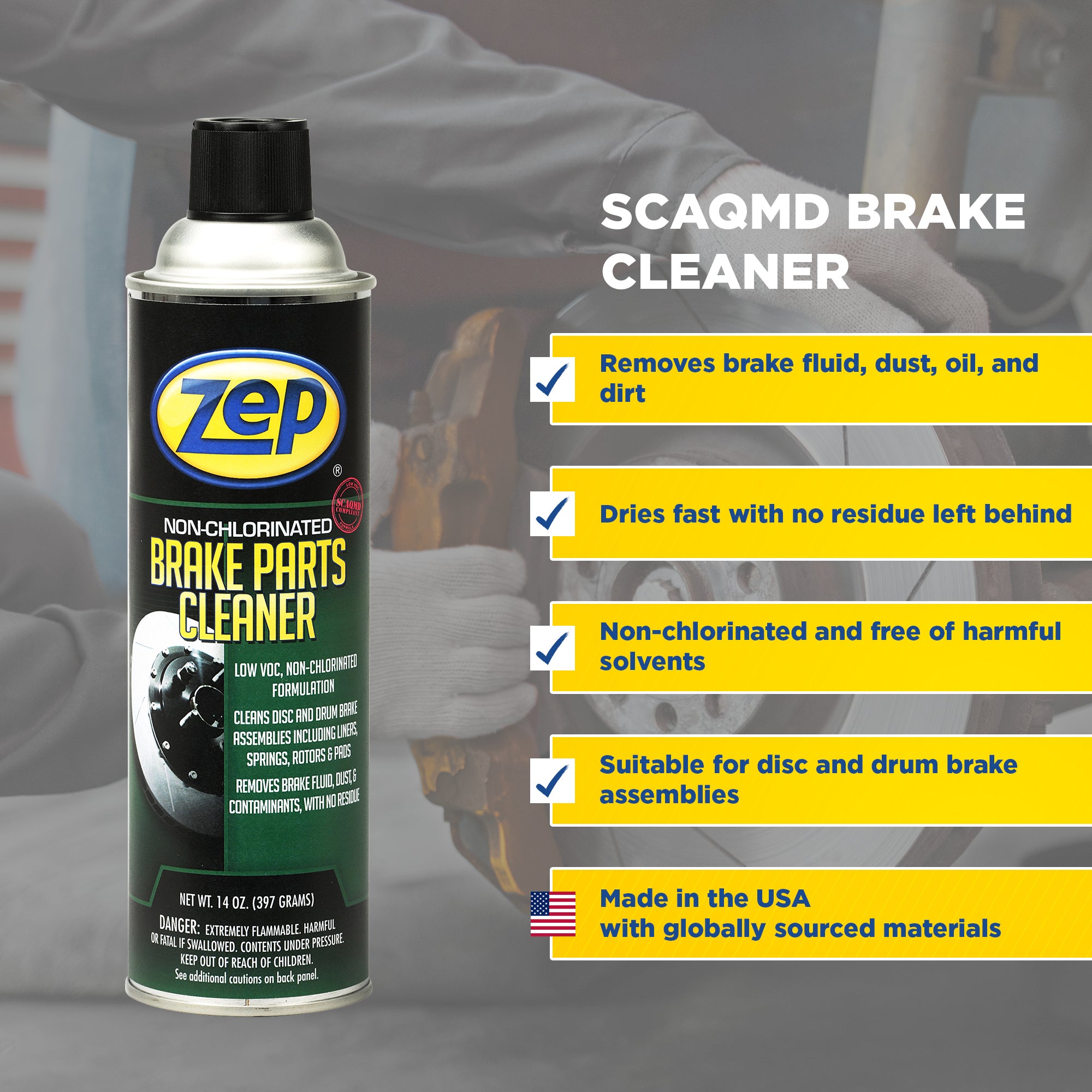 Zep Non-Chlorinated Brake Cleaner – SCAQMD Compliant – 14 oz – Zep