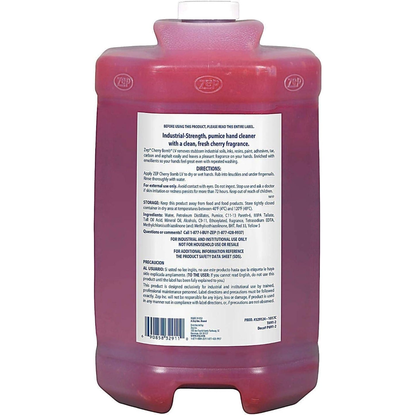 Zep Cherry Bomb Hand Cleaner with Pumps– Removes Stubborn Industrial Soils – 1 Gallon