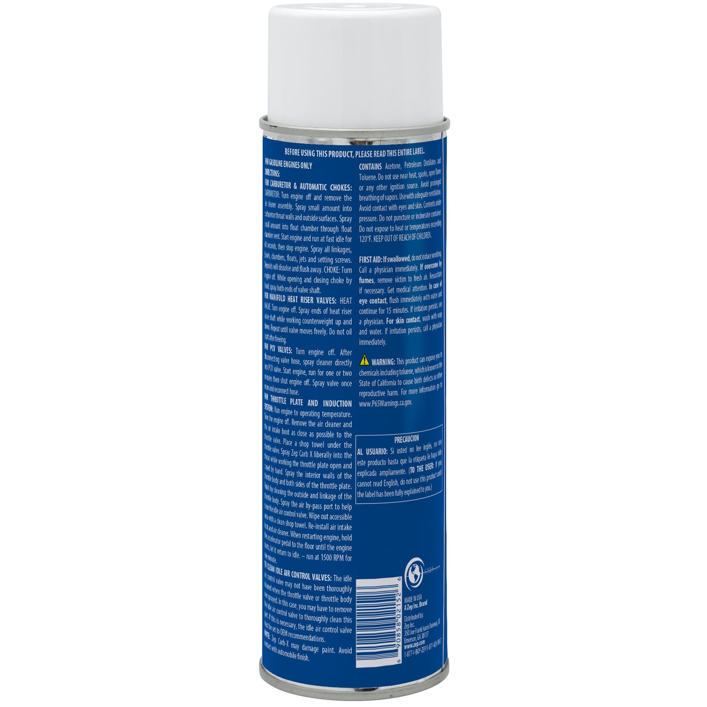 Zep CARB-X Carburetor & Throttle Cleaner  - Removes Gum Varnish Carbon and Grease, Safe for Oxygen Sensors - 14 oz