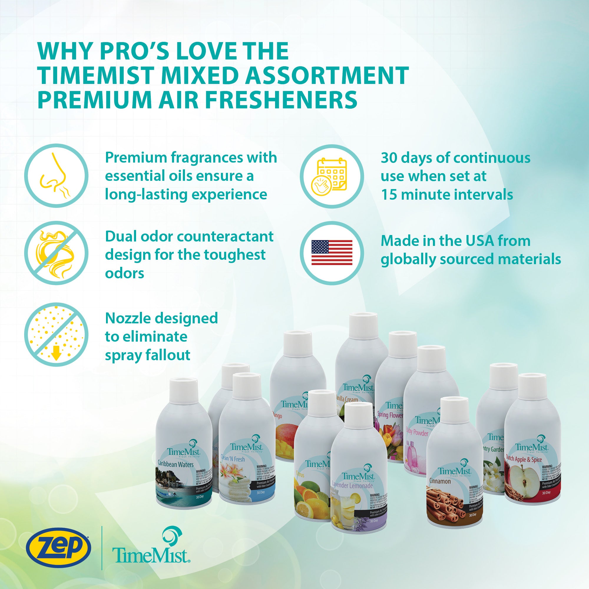 TimeMist Mixed Assortment Premium Metered Air Freshener Refills
