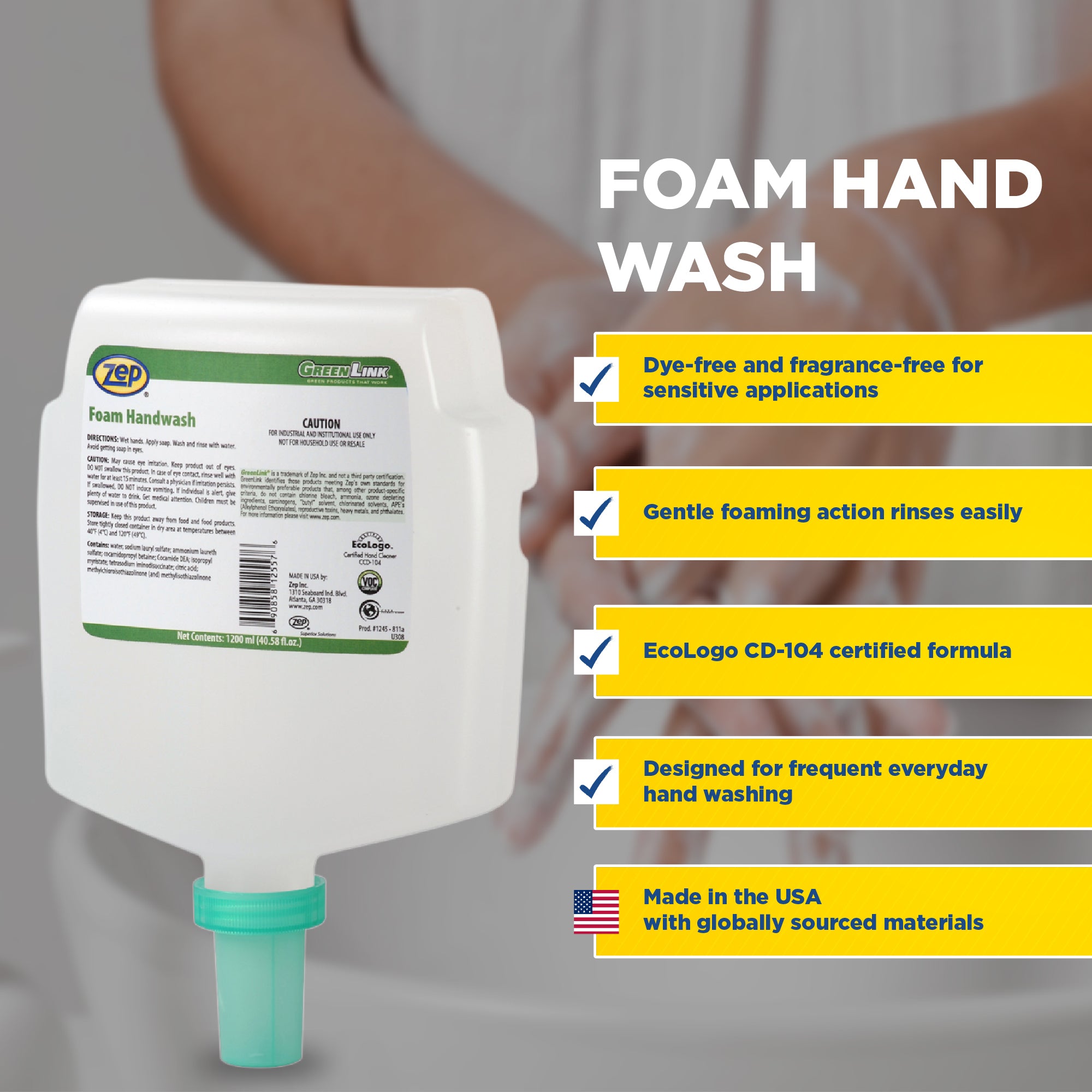 GreenLink Fragrance Free Foam Hand Wash – Zep Inc.