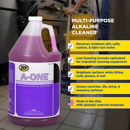 Zep A-One Extra Heavy-Duty Industrial Cleaner Concentrate – Multi-Surface Cleaner - 1 Gallon
