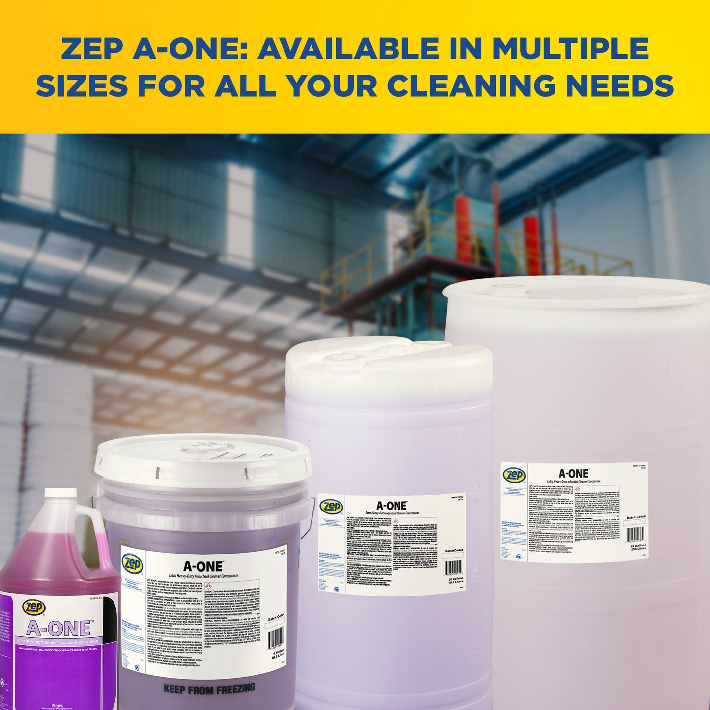 Zep A-One Extra Heavy-Duty Industrial Cleaner Concentrate – Multi-Surface Cleaner - 20 Gallon