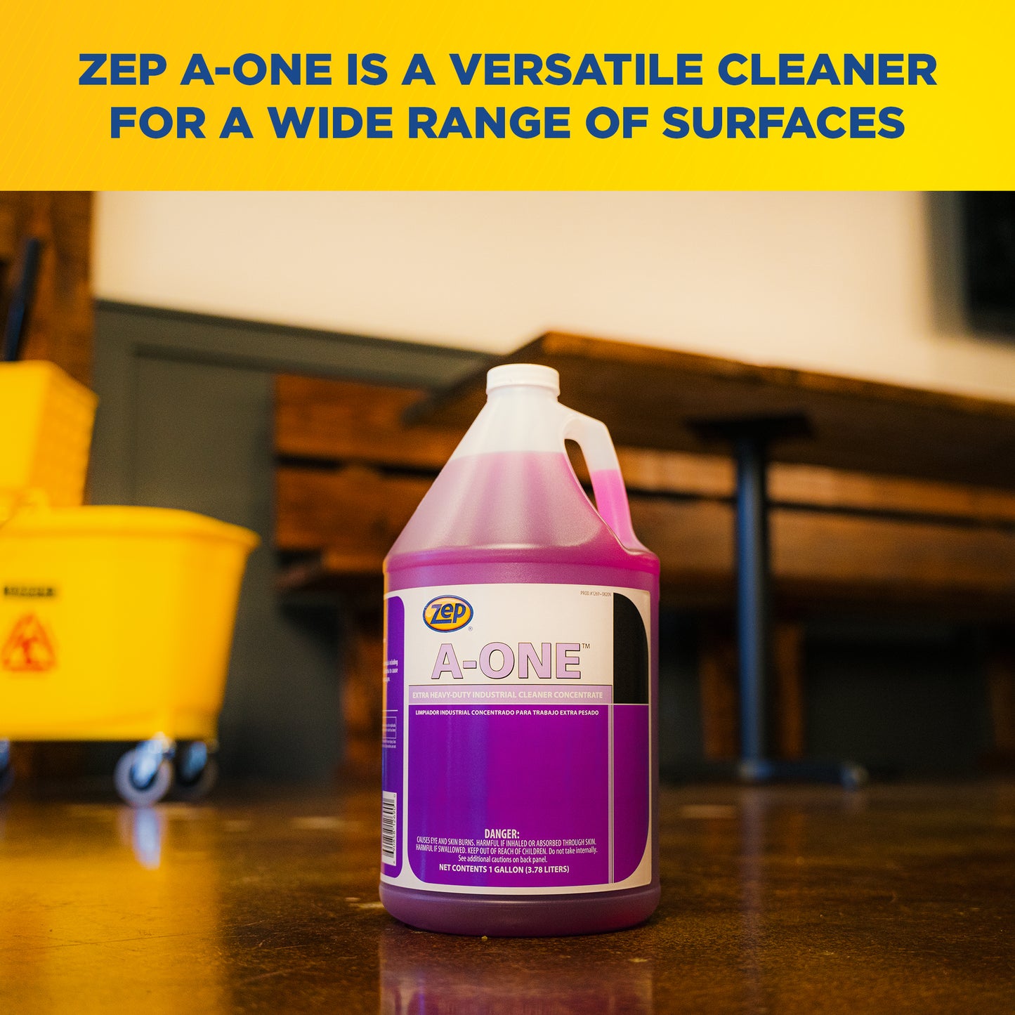 Zep A-One Extra Heavy-Duty Industrial Cleaner Concentrate – Multi-Surface Cleaner - 1 Gallon