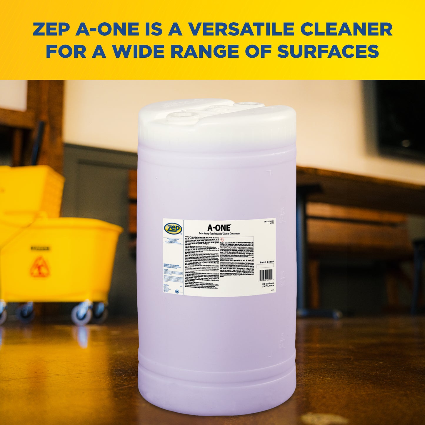 Zep A-One Extra Heavy-Duty Industrial Cleaner Concentrate – Multi-Surface Cleaner - 20 Gallon