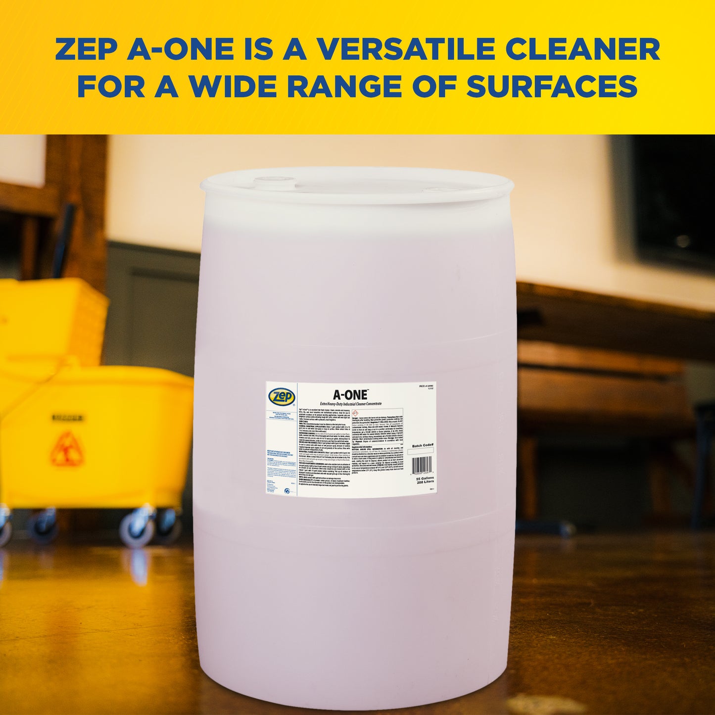 Zep A-One Extra Heavy-Duty Industrial Cleaner Concentrate – Multi-Surface Cleaner – 55 Gallon