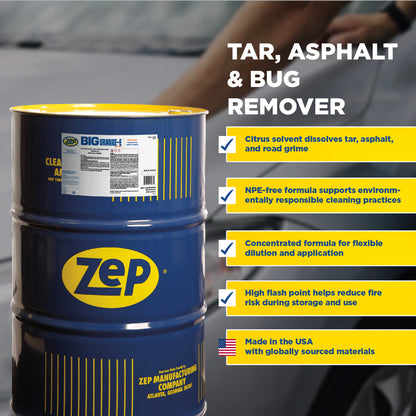 Zep Big Orange-E NPE Free Tar, Asphalt & Bug Remover Concentrate – Citrus Cleaner – 55 Gallon