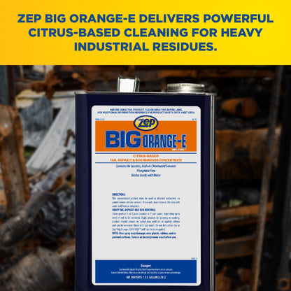 Zep Big Orange-E NPE Free Tar, Asphalt & Bug Remover Concentrate – Citrus Cleaner – 1 Gallon