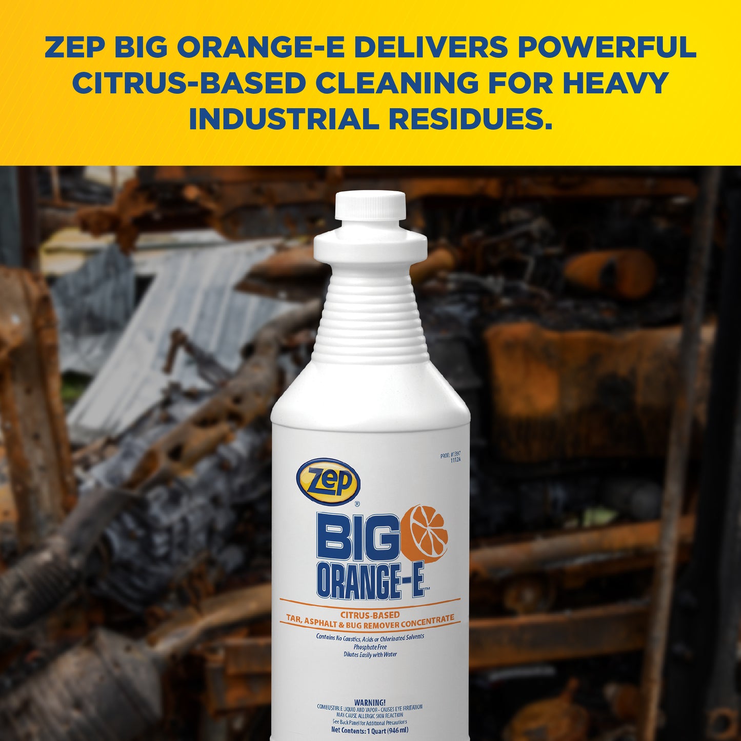 Zep Big Orange-E NPE Free Tar, Asphalt & Bug Remover Concentrate – Citrus Cleaner – 32 oz.