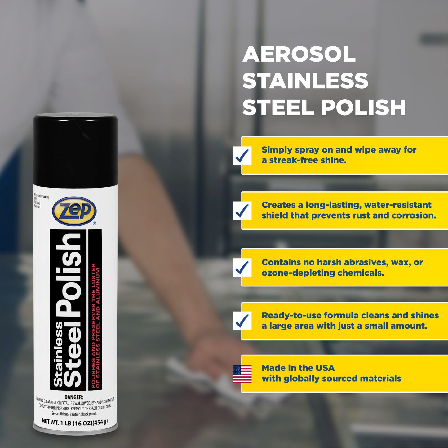 Zep Stainless Steel Polish – Prevents Rusting and Corrosion – 16 oz.