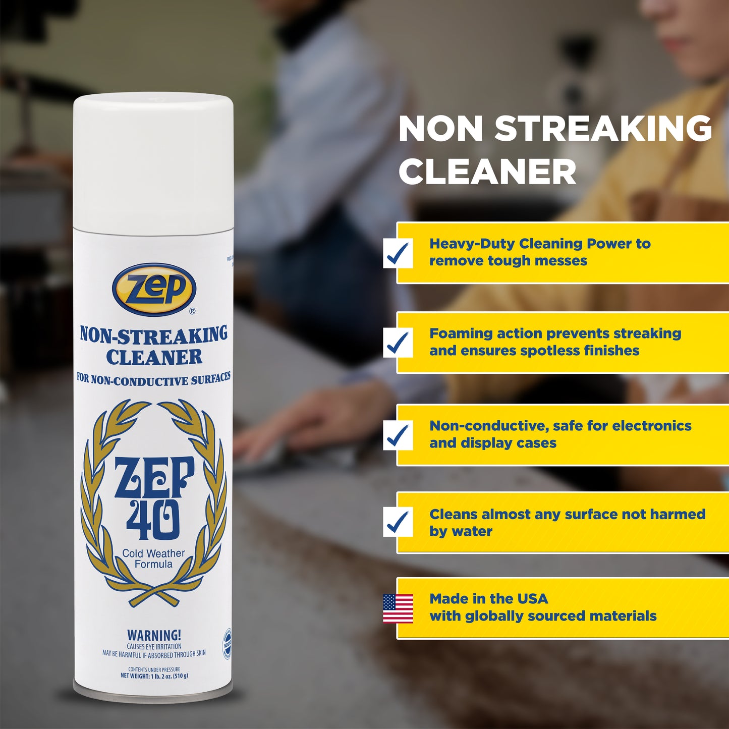 Zep 40 Non-Streaking Cleaner – For Non-Conductive Surfaces – 18 oz