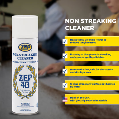 Zep 40 Non-Streaking Cleaner – For Non-Conductive Surfaces – 18 oz