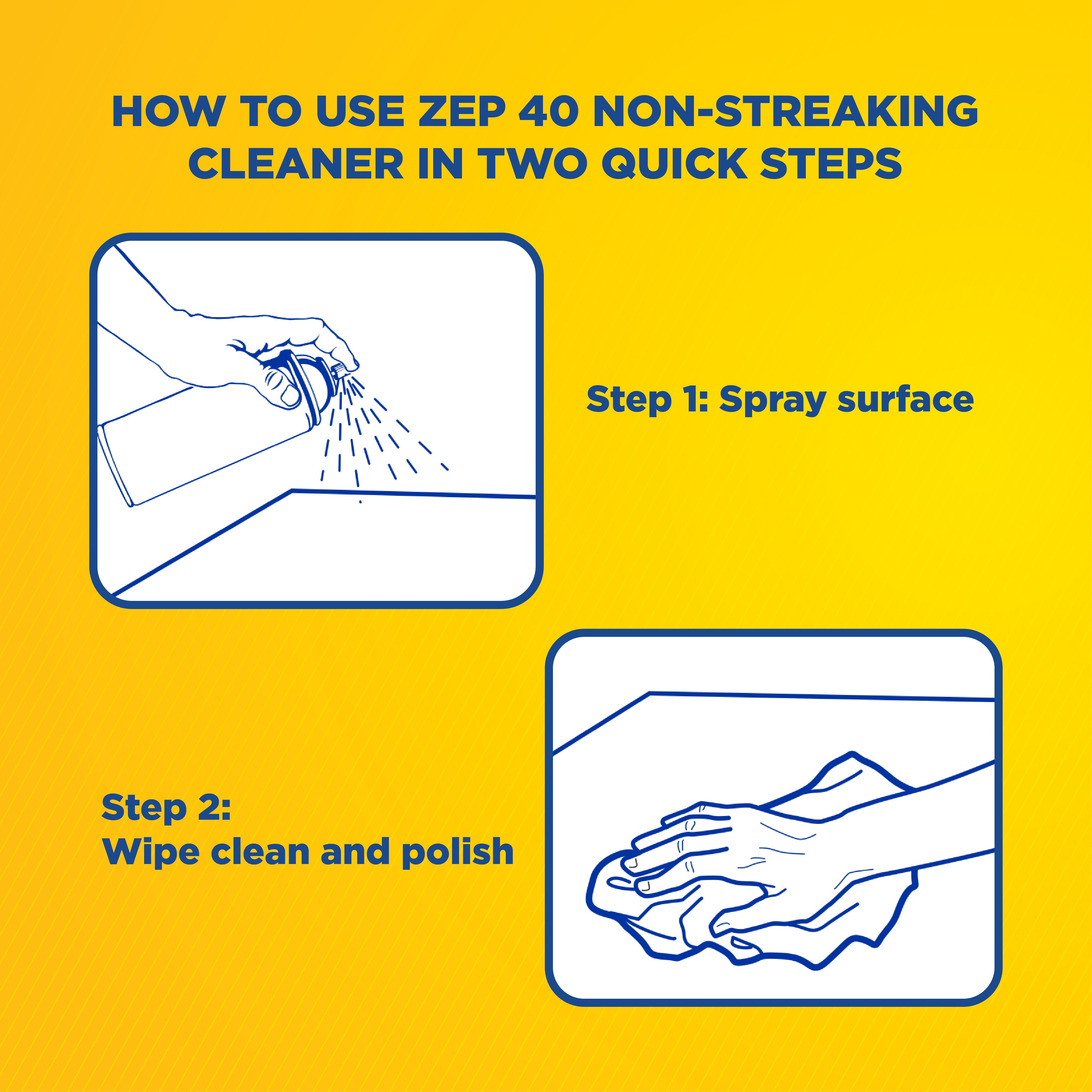 Zep 40 Non-Streaking Cleaner – For Non-Conductive Surfaces – 18 oz
