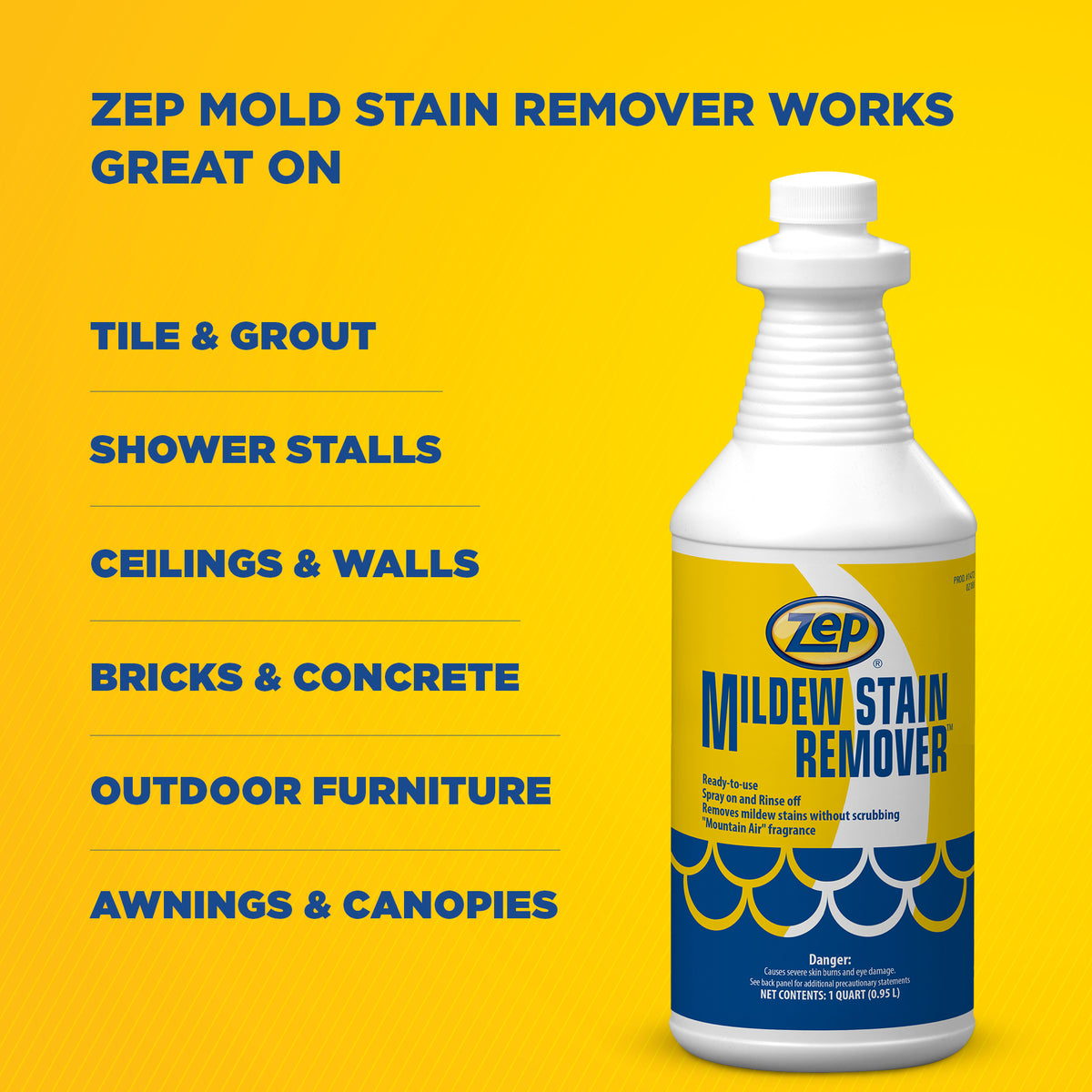 Zep Mildew Stain Remover – Ready-to-Use Mold Stain Remover – 32 oz ...