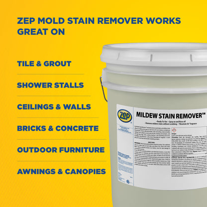 Zep Mildew Stain Remover – Ready-to-Use Mold Stain Remover – 5 Gallon