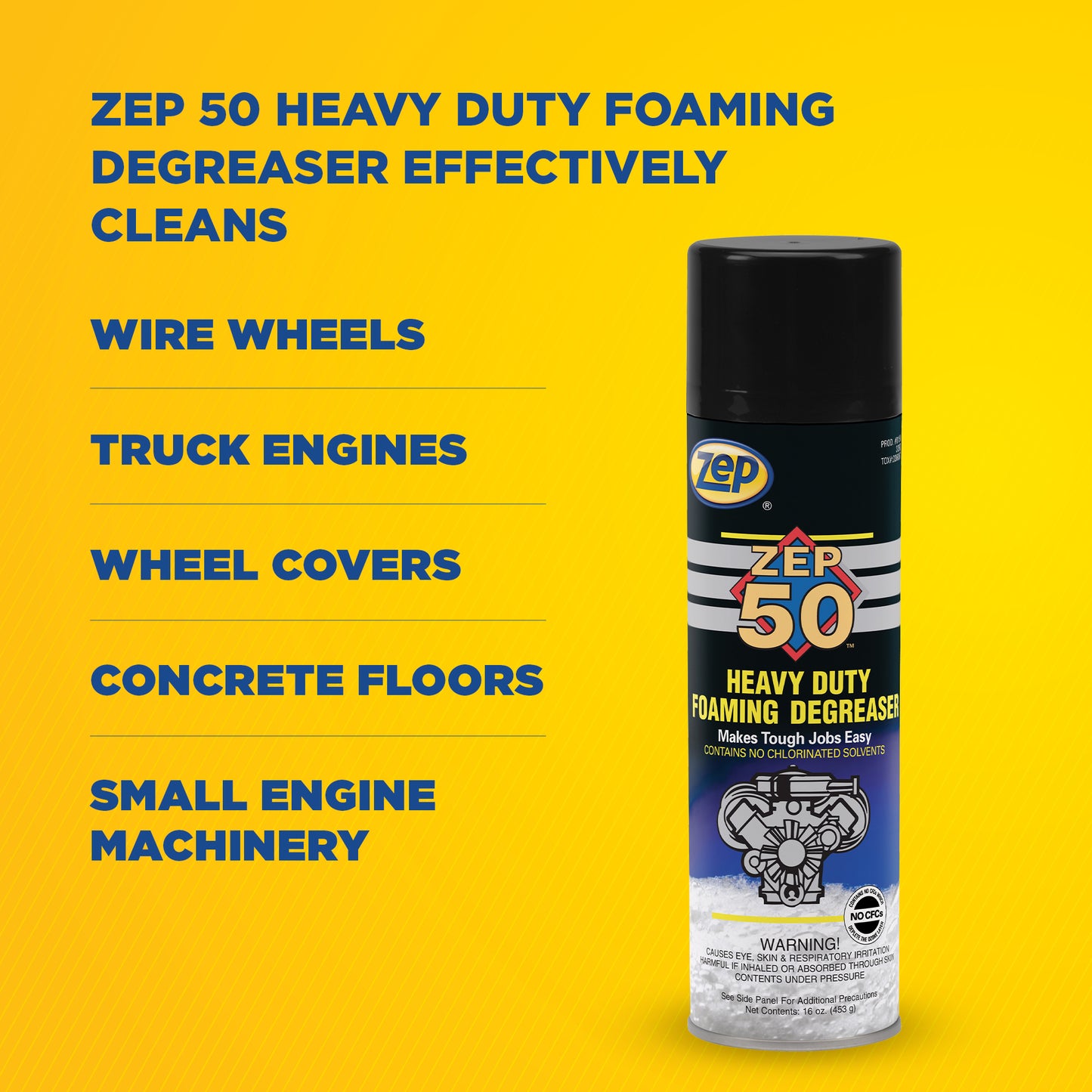 Zep 50 Heavy-Duty Foaming Degreaser – Cuts Through Tough Grease – 16 oz
