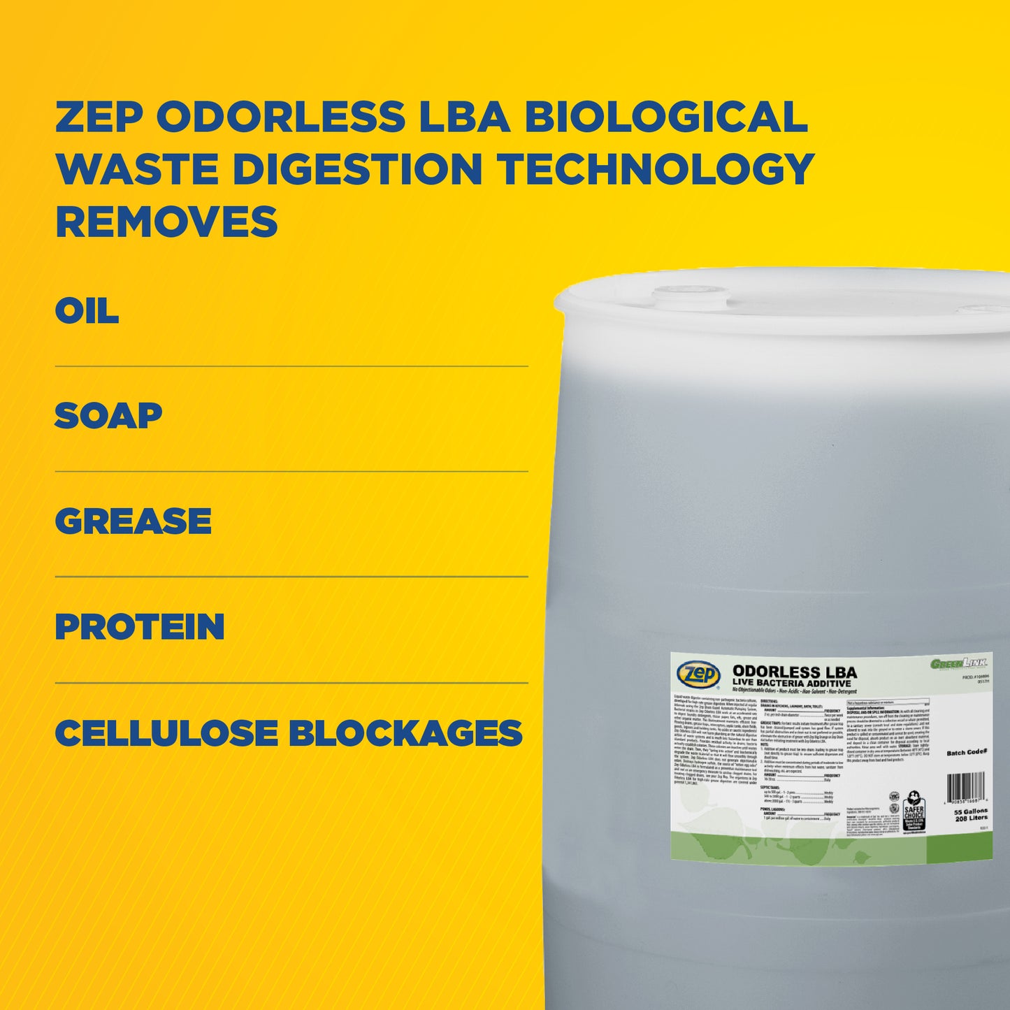 Odorless LBA Live Bacteria Additive - 55 Gallon