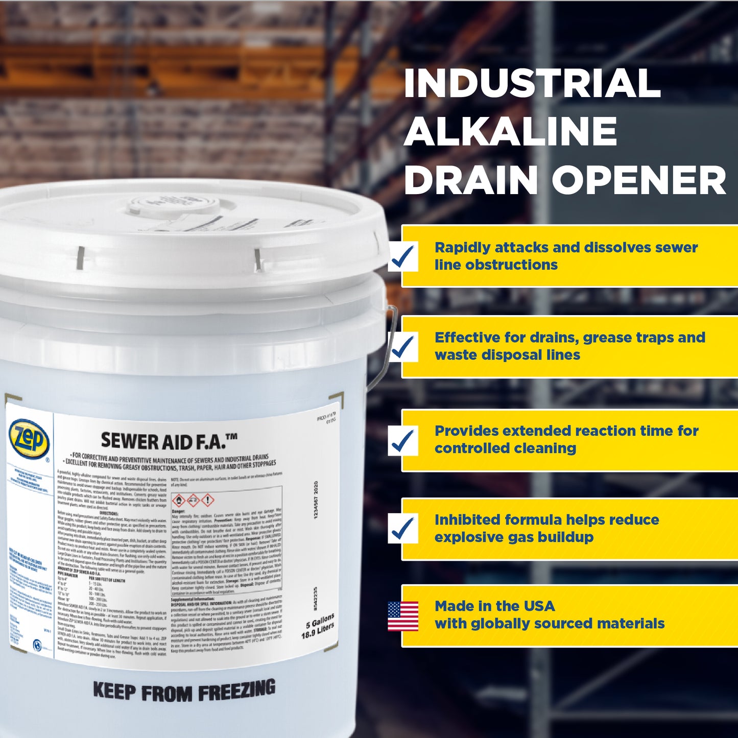 Sewer Aid F.A. Alkaline Drain Opener - 40 Lbs