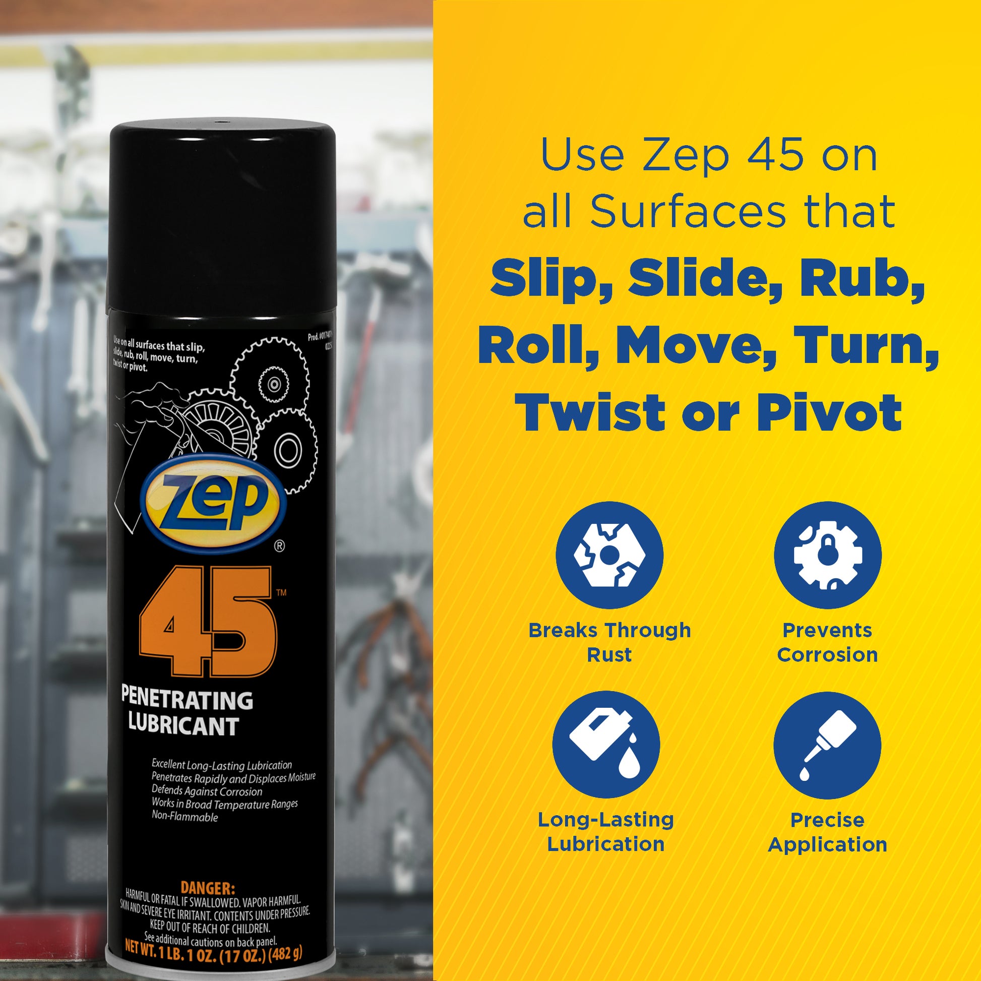 Zep 45 Penetrating Lubricant Reduces Friction - 17 oz Zep Inc. Zep 45 Penetrating Lubricant Reduces Friction - 17 oz Zep Inc.