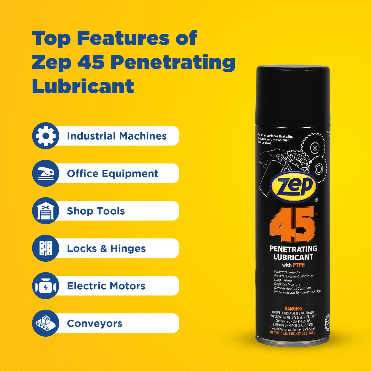 Zep 45 Penetrating Lubricant – Reduces Friction - 17 oz