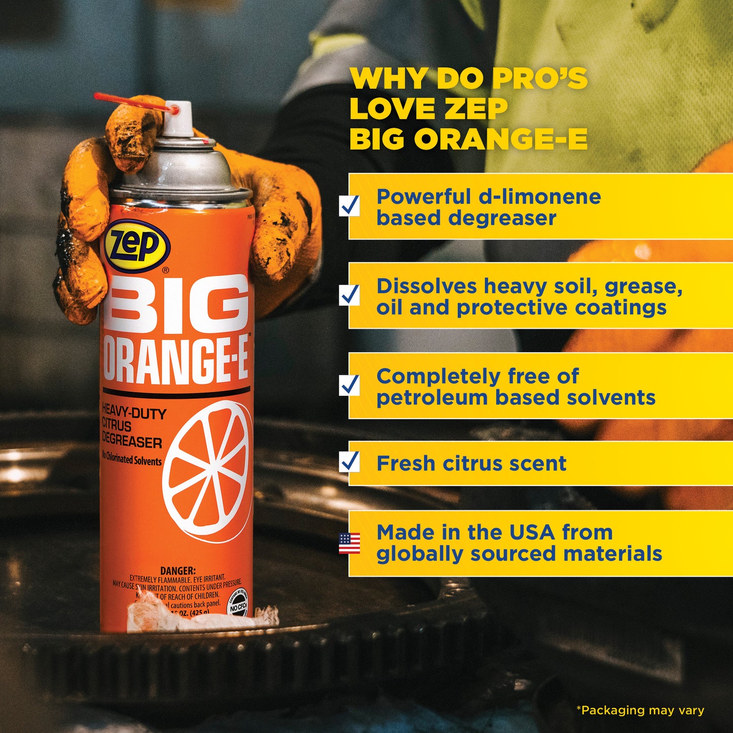 Big Orange-E Aerosol Heavy-Duty Citrus Degreaser - 15 oz.