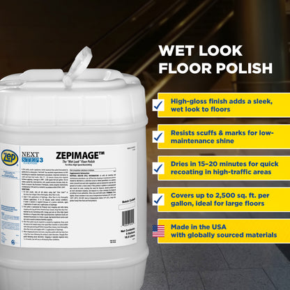 ZepImage Wet-Look Floor Polish – Protects Floors from Scuffs – 5 Gallon