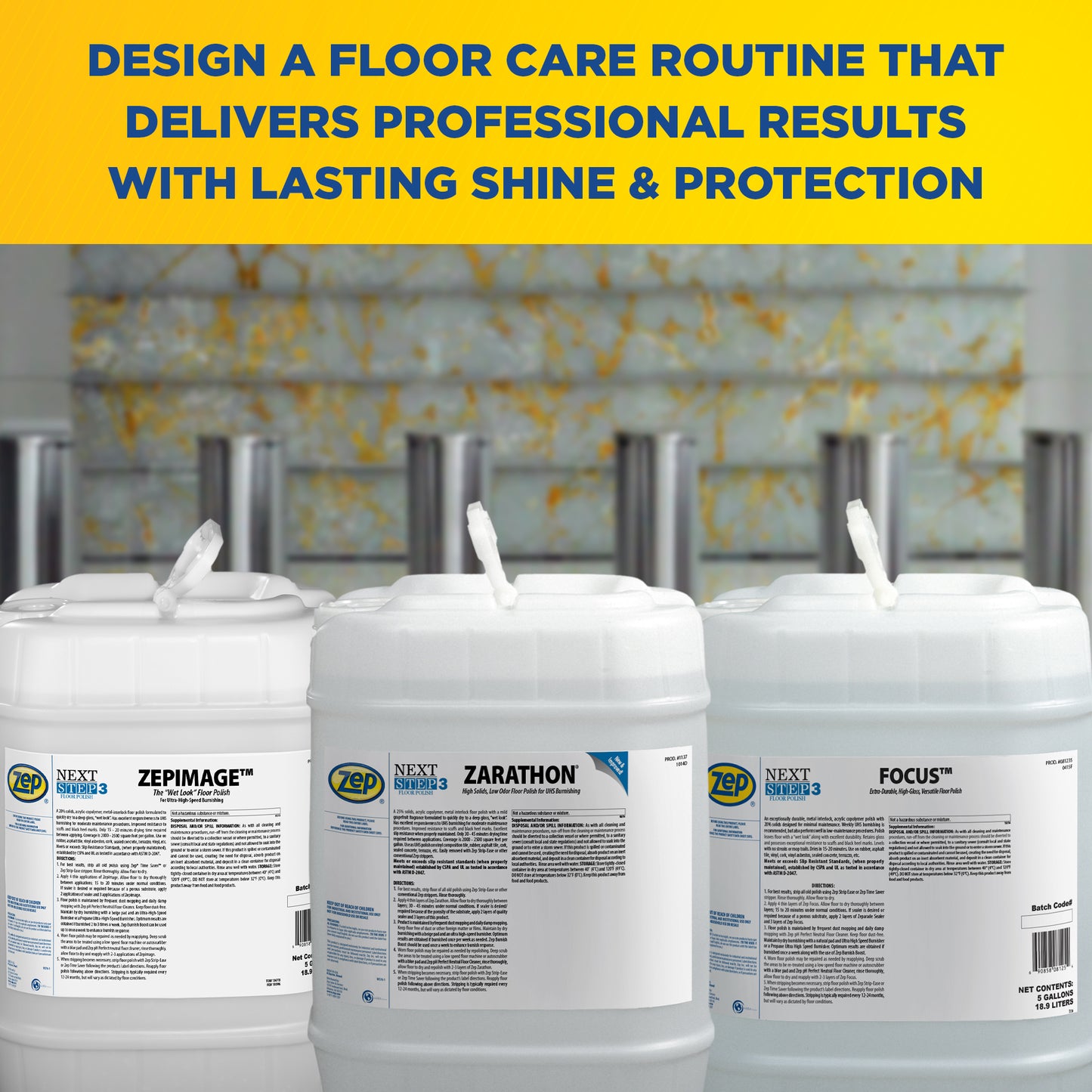 ZepImage Wet-Look Floor Polish – Protects Floors from Scuffs – 5 Gallon