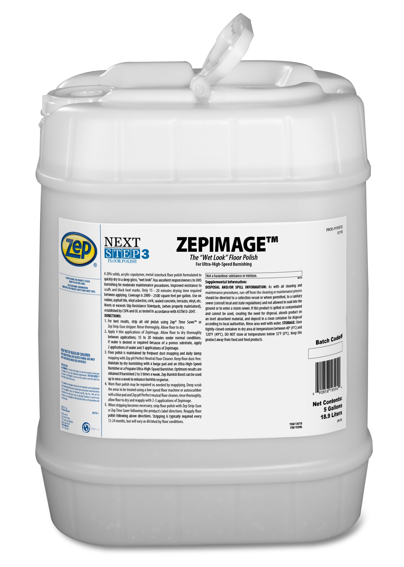 ZepImage Wet-Look Floor Polish – Protects Floors from Scuffs – 5 Gallon