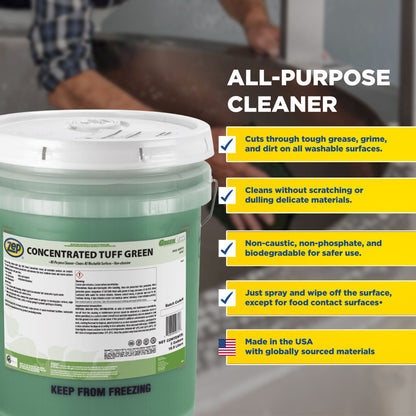 Zep Tuff Green Concentrated All-Purpose Cleaner – Removes Stubborn Stains – 5 Gallon