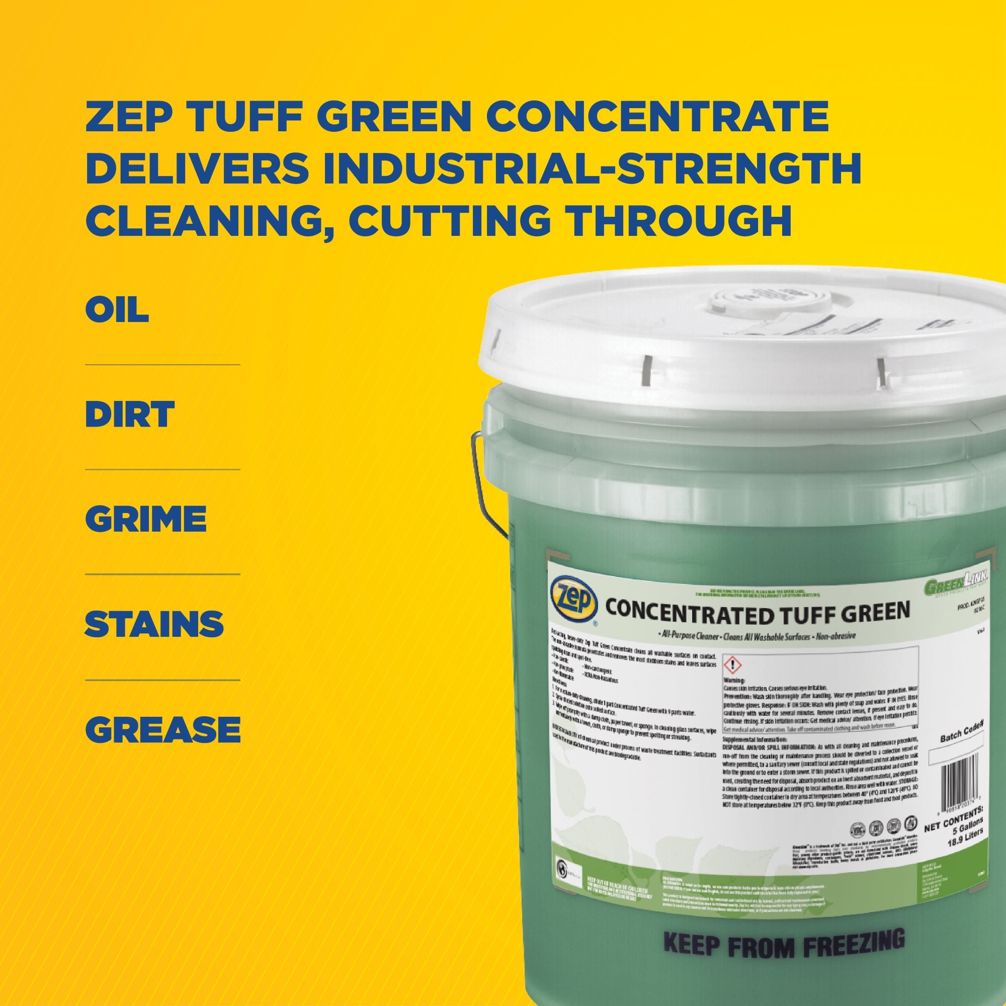 Zep Tuff Green Concentrated All-Purpose Cleaner – Removes Stubborn