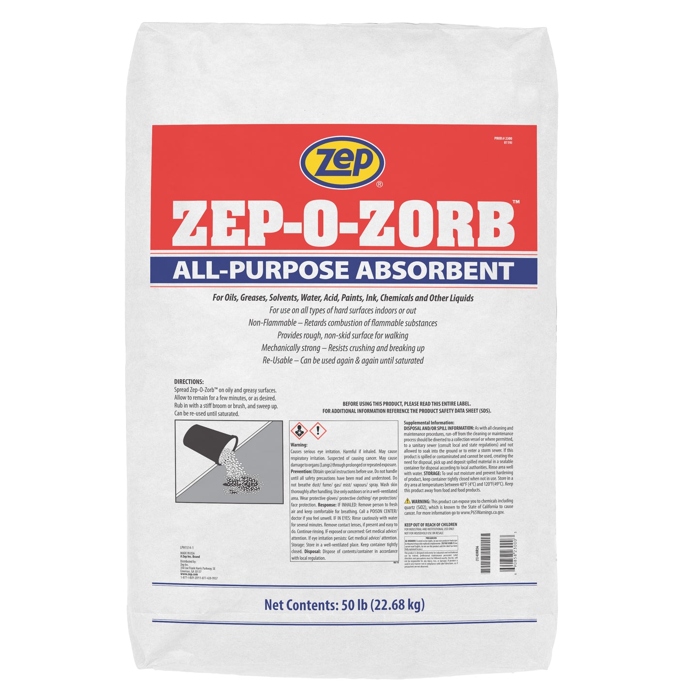 Zep-O-Zorb All-Purpose Absorbent - 50 Pound