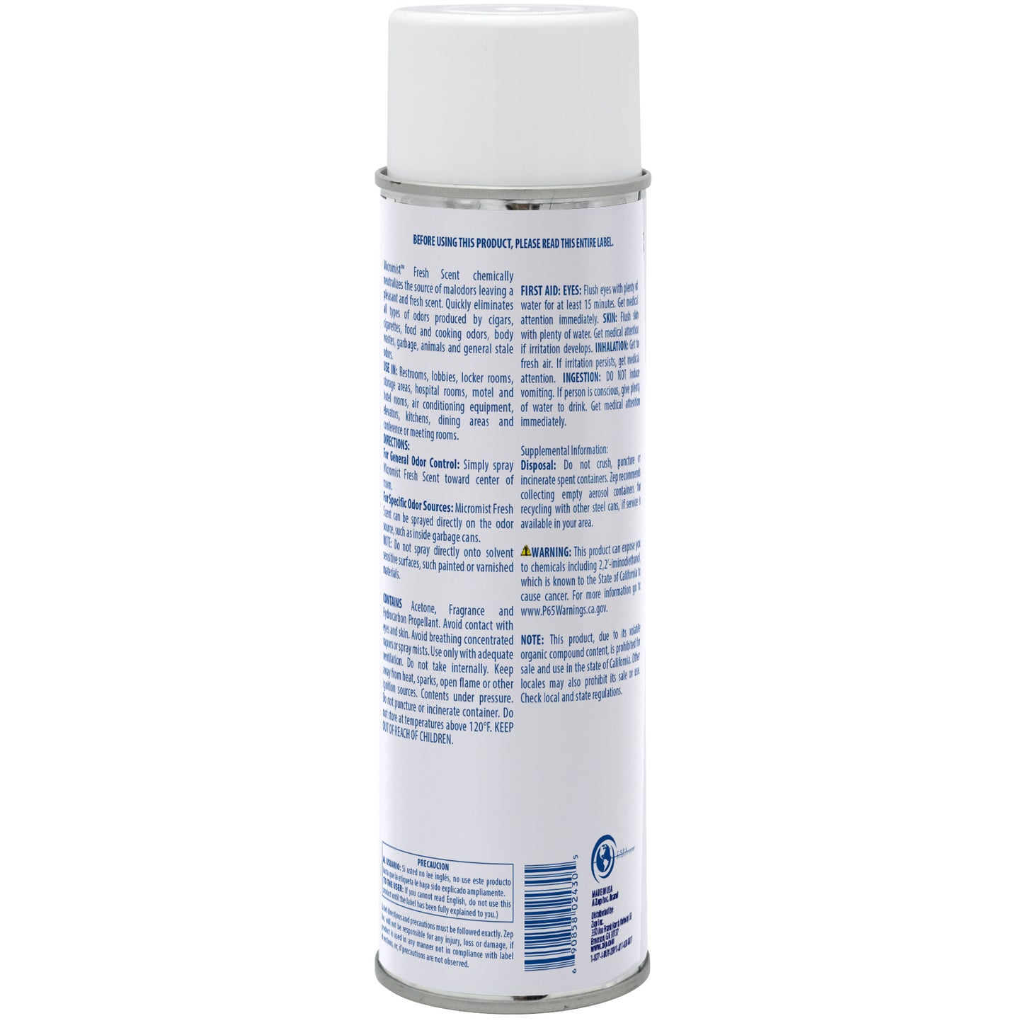 Zep Micromist Fresch Scent Deodorizer  - Air Freshener Spray Neutralizes Tobacco Odor and Freshens Stale Air - 10 oz