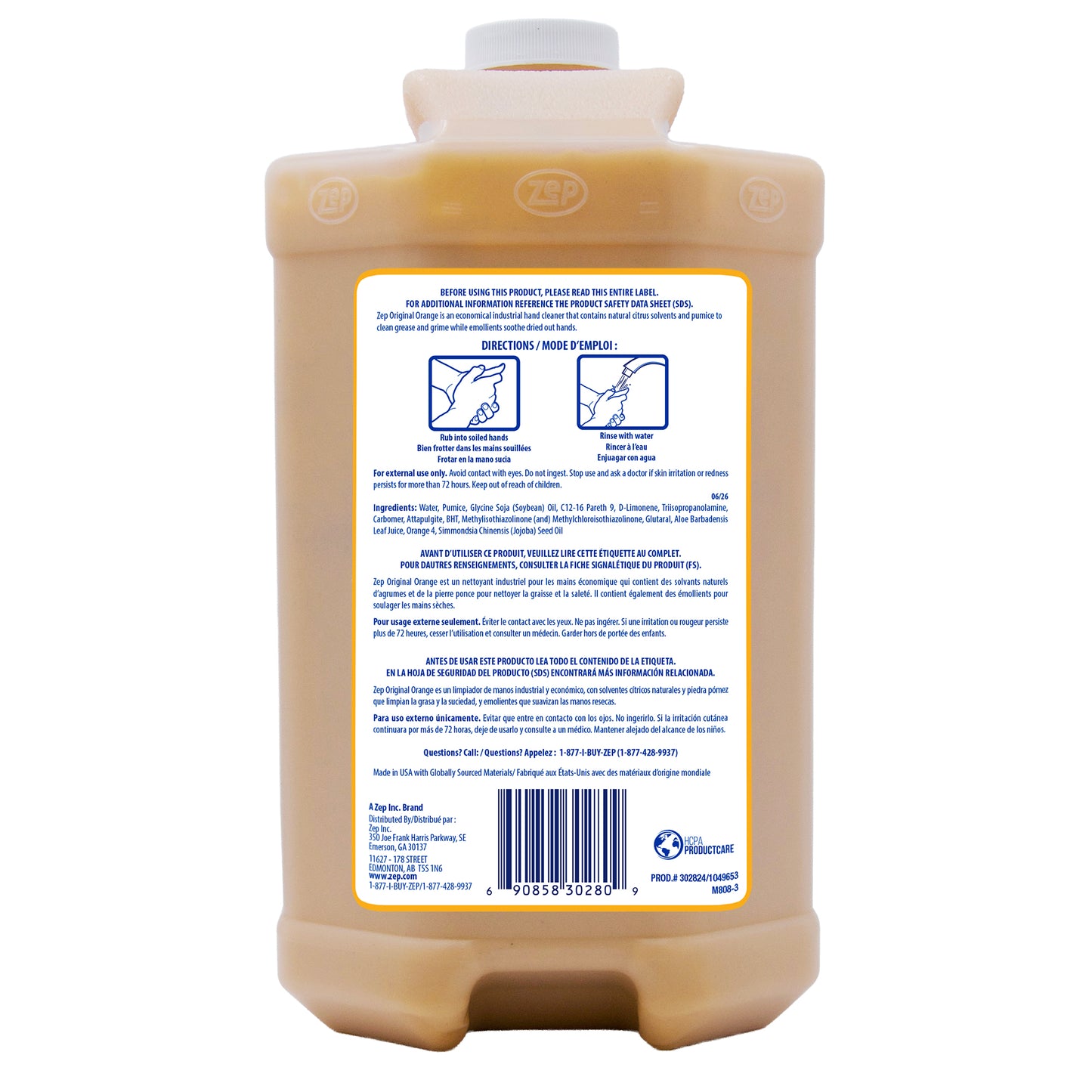 Zep Original Orange Industrial Hand Cleaner – Cuts Through Tough Grease & Grime – 1 Gallon