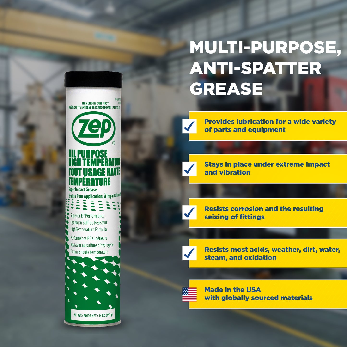 Zep All Purpose High Temperature Grease – Withstands Temps Up to 550 °F – 14 oz.