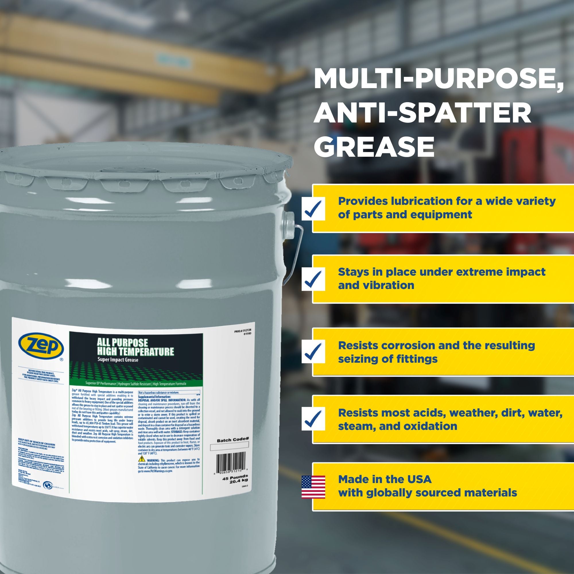 Zep All Purpose High Temperature Grease – Withstands Temps Up to