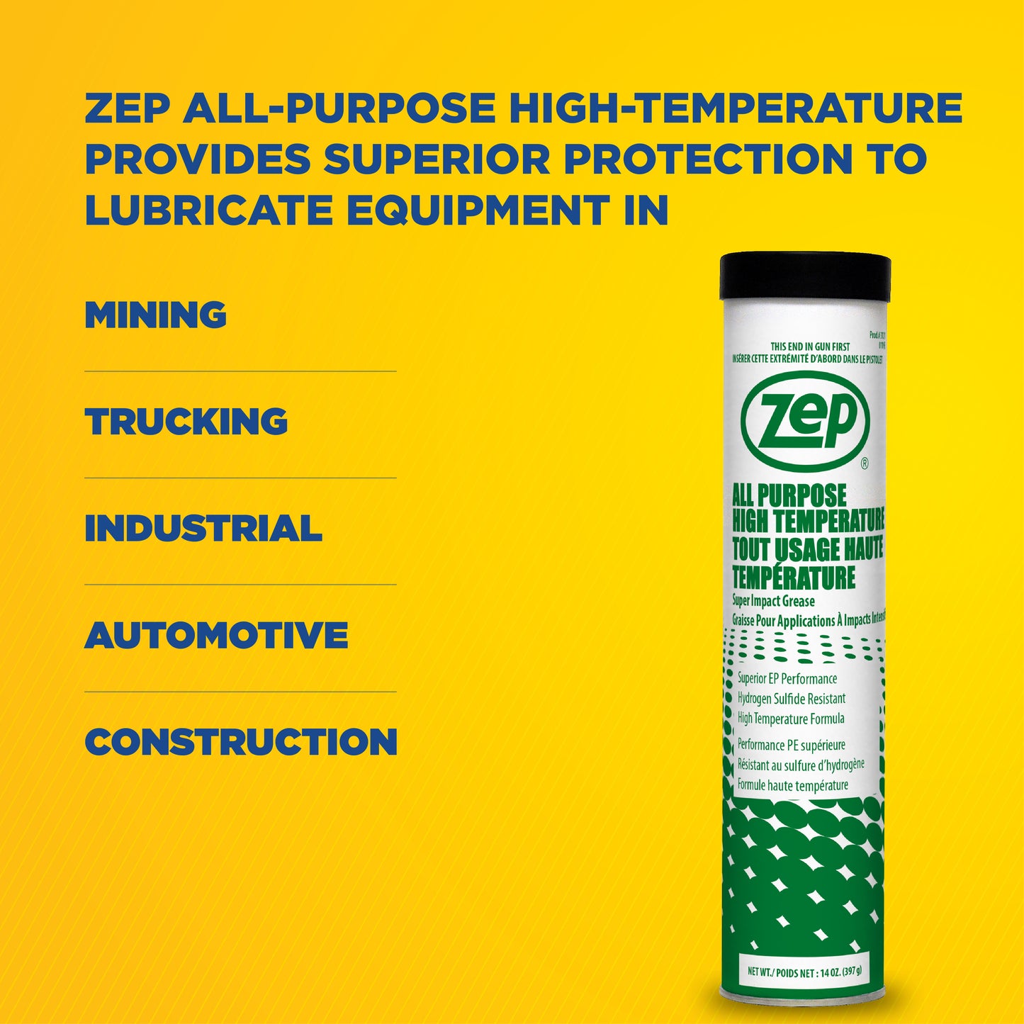 Zep All Purpose High Temperature Grease – Withstands Temps Up to 550 °F – 14 oz.