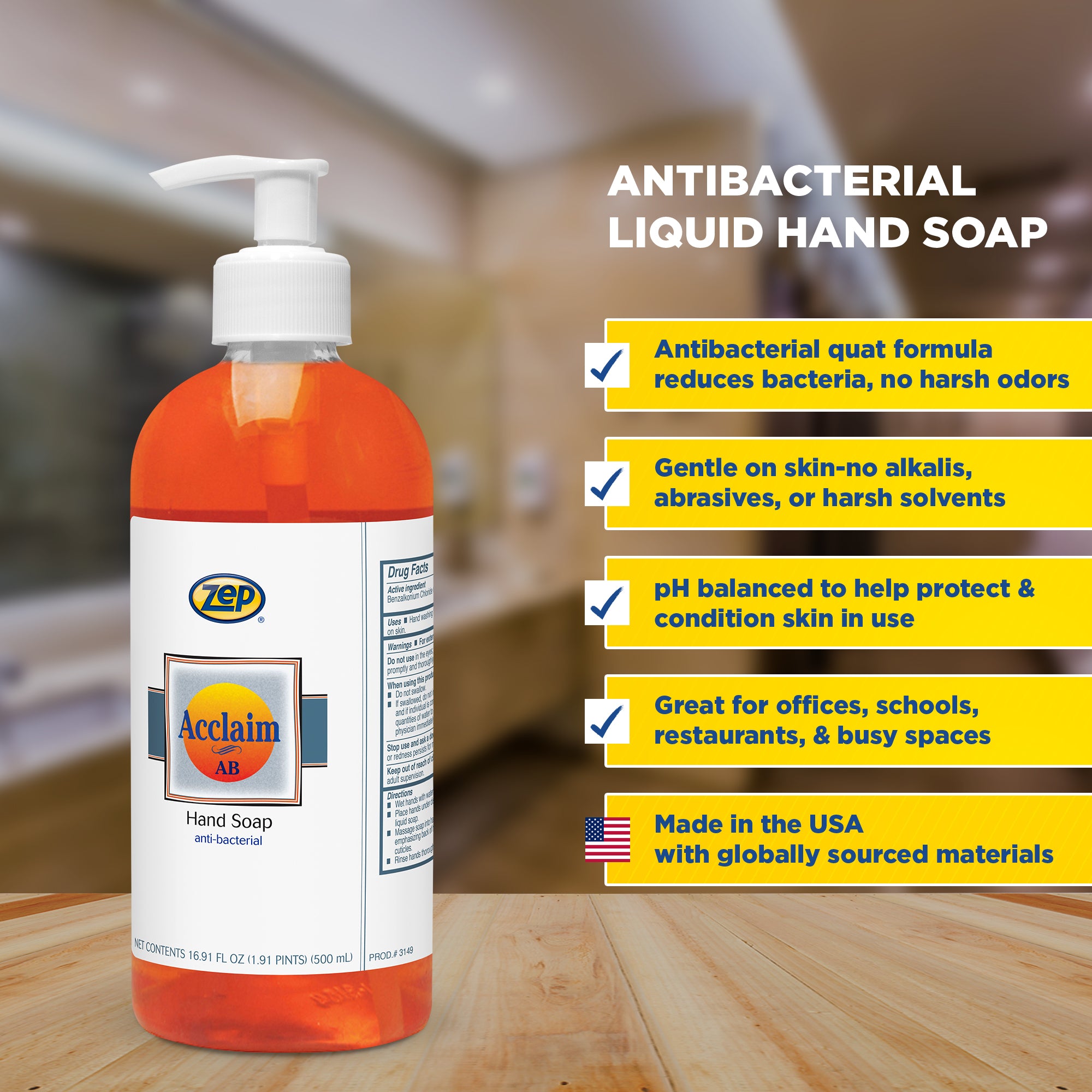Zep Acclaim AB Antibacterial Hand Soap – Remove Soils and