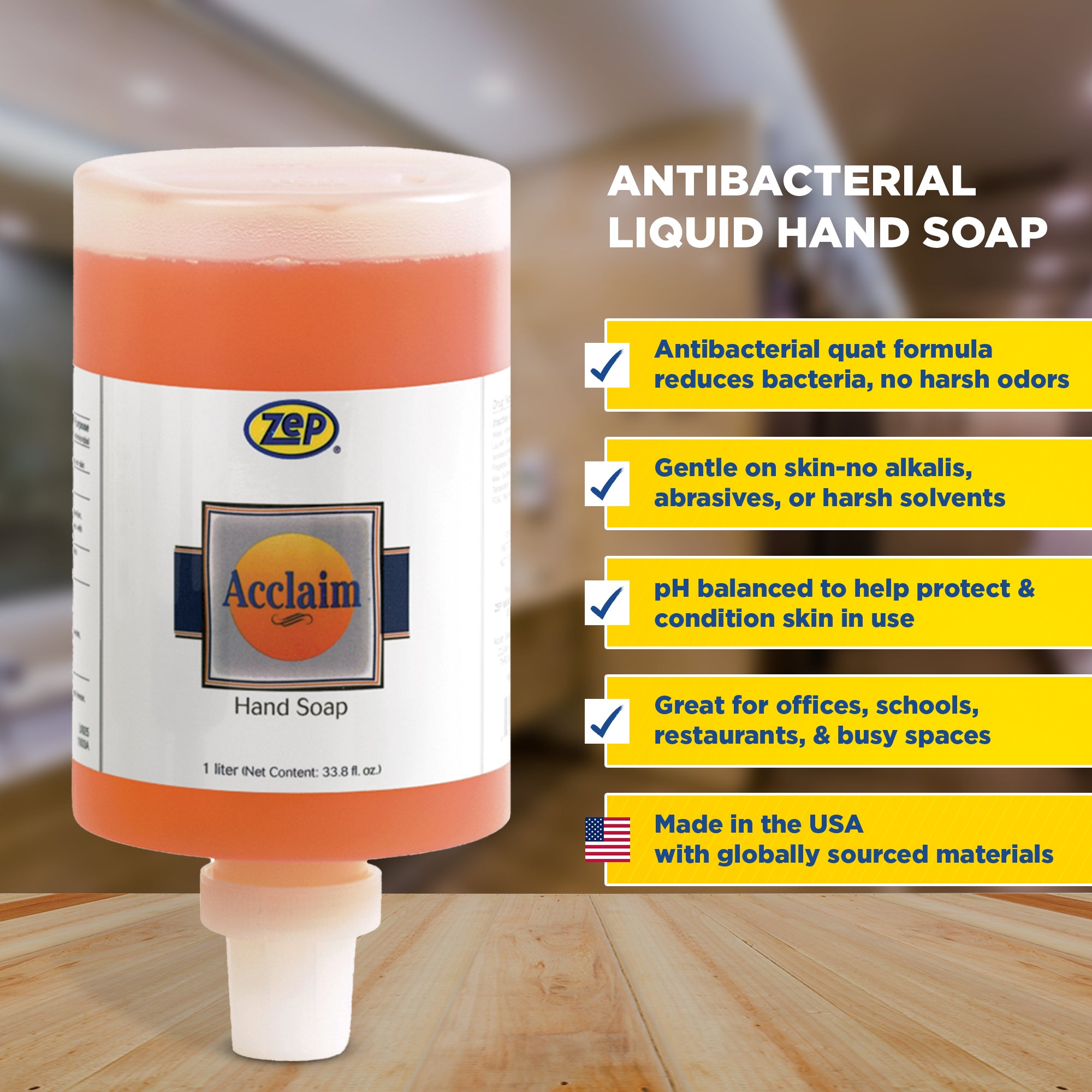 Zep Acclaim AB Antibacterial Hand Soap – Remove Soils and
