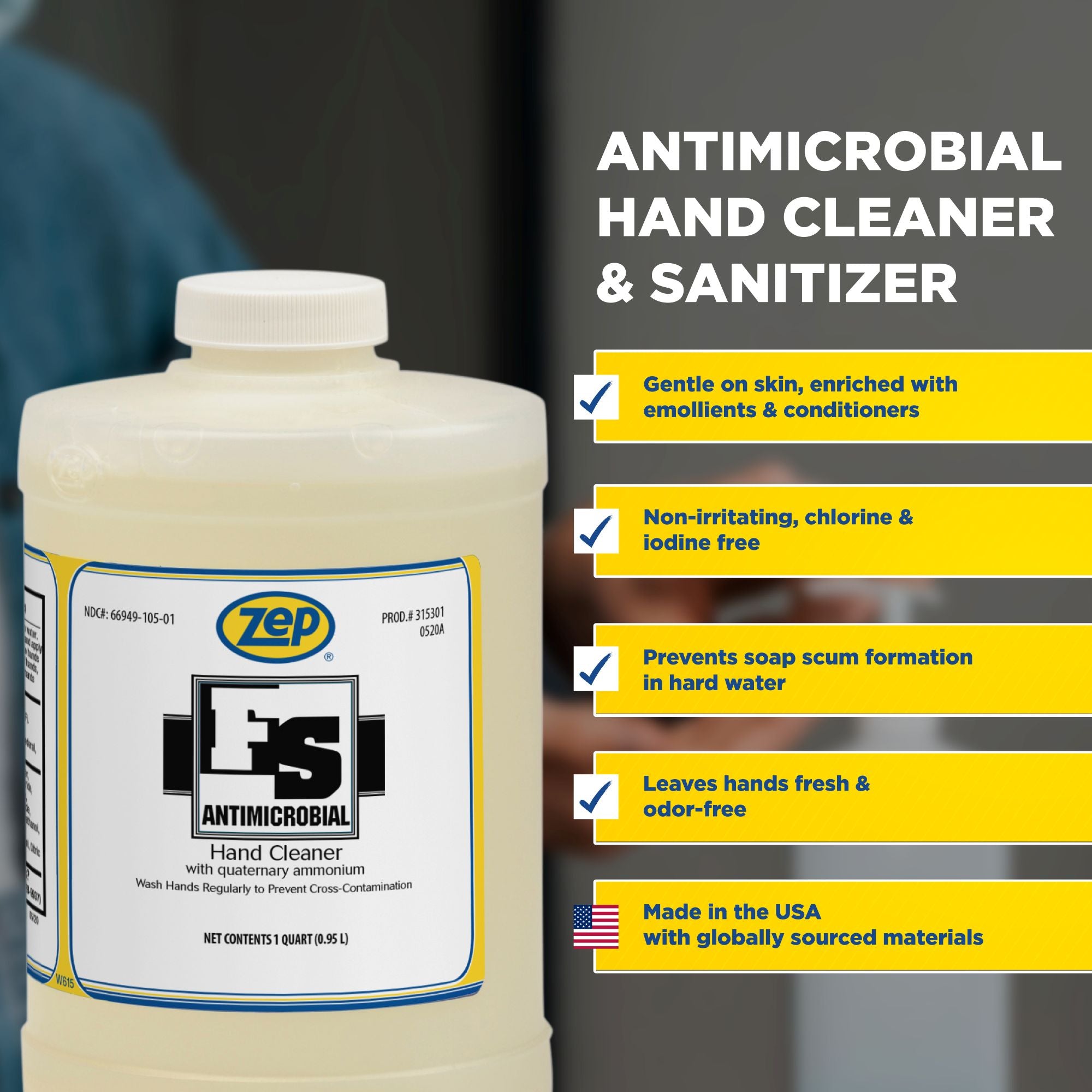 Zep FS Antimicrobial Hand Cleaner - Eliminate Cross-Contamination