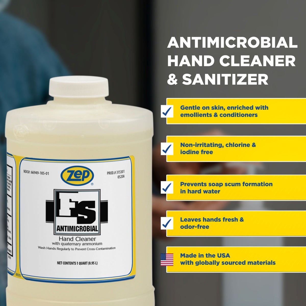 Zep FS Antimicrobial Hand Cleaner - Eliminate Cross-Contamination - 1 ...