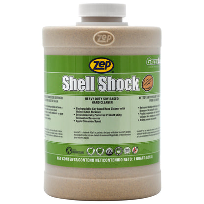 Zep Shell Shock Hand Cleaner - Soy-Based Formula with Walnut Shell Abrasives - 1 qt